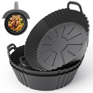 lot 35530 image: Round Silicone Air Fryer Liners 3Pack, Ninja AF101 & AF161 Silicone Liners for 4-5.3QT, Reusable Air Fryer Accessories Food Grade Liners, Compatible with Ninja, COSORI, Tefal, Bear, Chefman - Retail $8
