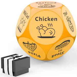 lot 35532 image: Easter Basket Stuffers Gifts for Mens Adults, Date Night Food Dice, Anniversary Birthday Wedding Couples Gifts for Him Her Men Women Boyfriend Girlfriend (Yellow) - Retail $5