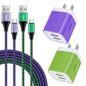 lot 35534 image: USB Type C Charger Dual Port Samsung Wall Charger Plug Fast Charging Block with 2Pack 6Ft C Cord for Samsung Galaxy iPhone, Google Pixel - Retail $12