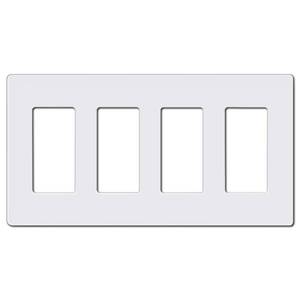 lot 35537 image: Screwless Wall Plate, 4-Gang Light Switch Covers, Decor Outlet Cover Plate, Standard Size 4.68X8.34, Impact Resistant, White - Retail $7