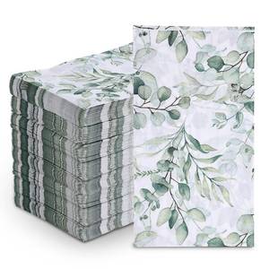 lot 35538 image: 100Pcs Disposable Greenery Guest Napkins Paper Disposable Hand Towels Green Leaves Decorative Paper Dinner Hand Napkin for Bathroom Baby Shower Party Supplies Table Decor - Retail $16