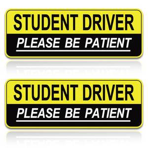 lot 35543 image: 2pcs Student Driver Magnet for Car, Safety Warning Be Patient New Driver Sticker-Colorful, Effective, Weather Resistant Bumper Sticker Magnetic Reflective Rookie Drive (Yellow) - Retail $7
