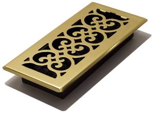 lot 35553 image: Decor Grates SPH410 Floor Register, 4x10, Polished Brass Finish - Retail $18