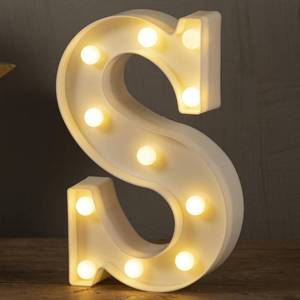 lot 35563 image: Light Up Letters LED Marquee Letters Light Sign 26 Alphabet and 10 Number Lights Letter for Party Birthday Bar Battery Powered Christmas Decor Letter Lights (Warm White S) - Retail $9