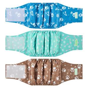 lot 35592 image: Washable Male Dog Belly Band - Pack of 3 - Washable Male Dog Belly Wrap, Small Doggie Diapers for Doggy Puppy (Bone, Small) - Retail $15