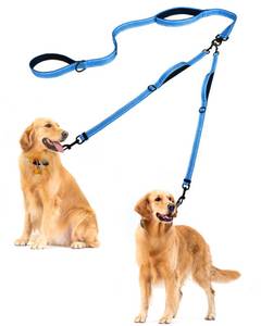 lot 35598 image: PetBonus Double Dog Leash, No Tangle Dual Leash, Reflective Walking Training Lead, 4 Comfortable Padded Handles for 2 Dogs with Collapsible Bowl and Waste Bags (Light Blue, Large) - Retail $27