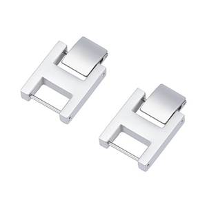 lot 35600 image: 2 PCS Silver Watch or Bracelet Fold Over Clasp Stainless Steel Watch Extension Clasp Square Metal Strap Replacement Accessories for Jewelry Making Women DIY Craft Supply,24x16mm - Retail $11