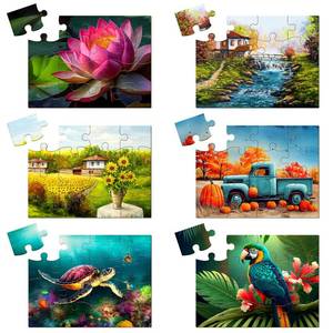 lot 35601 image: 6 Pack 16 Large Piece Jigsaw Puzzles for Seniors Dementia Alzheimers Products Activities for Elderly Puzzles Cognitive Games Easy Jigsaw Gifts for Adults Elderly Seniors(Scape) - Retail $16