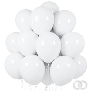 lot 35620 image: White Balloons 100 Pack 12 Inch White Latex Party Balloons with 2 Rolls of Ribbon Helium Balloons for Wedding Birthday Party Baby Shower Engagement Anniversary Decorations - Retail $7