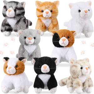 lot 35624 image: 8 Pcs Cat Stuffed Animals Bulk Plush Pets 5 Inch Cute Assorted Plush Cats Horse for Birthday Halloween Christmas Party Favors Favors(Long Hair Cat) - Retail $27
