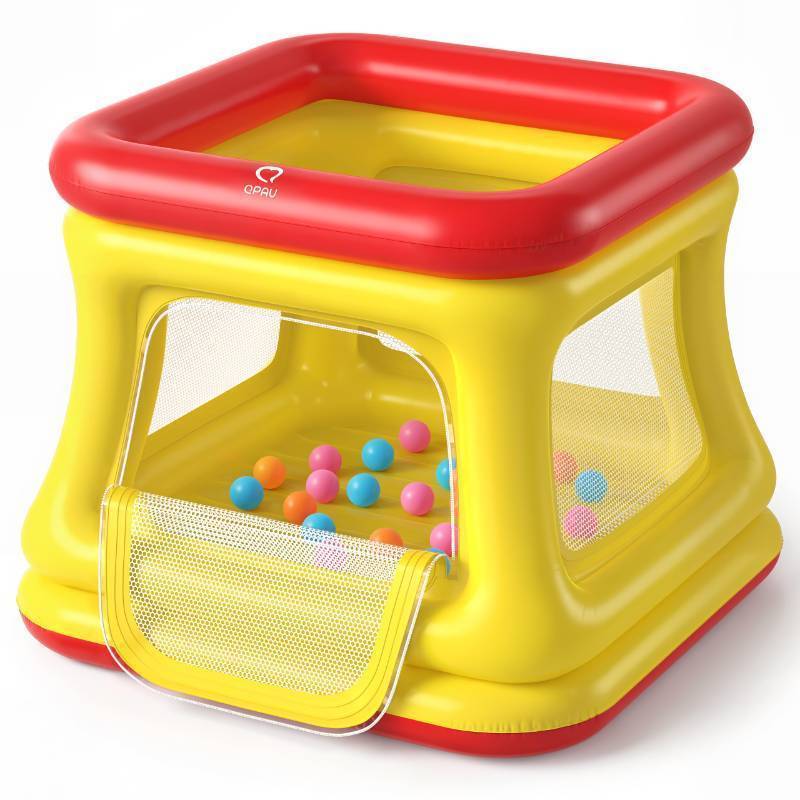 lot 15303 image: 3-in-1 Inflatable Bounce House for Toddlers 1-3, Ball Pit & Trampoline, Inflatable Bouncy House with Pump, Safety Net, Indoor & Outdoor Bubble Bouncer Baby Play Yard - Retail $55