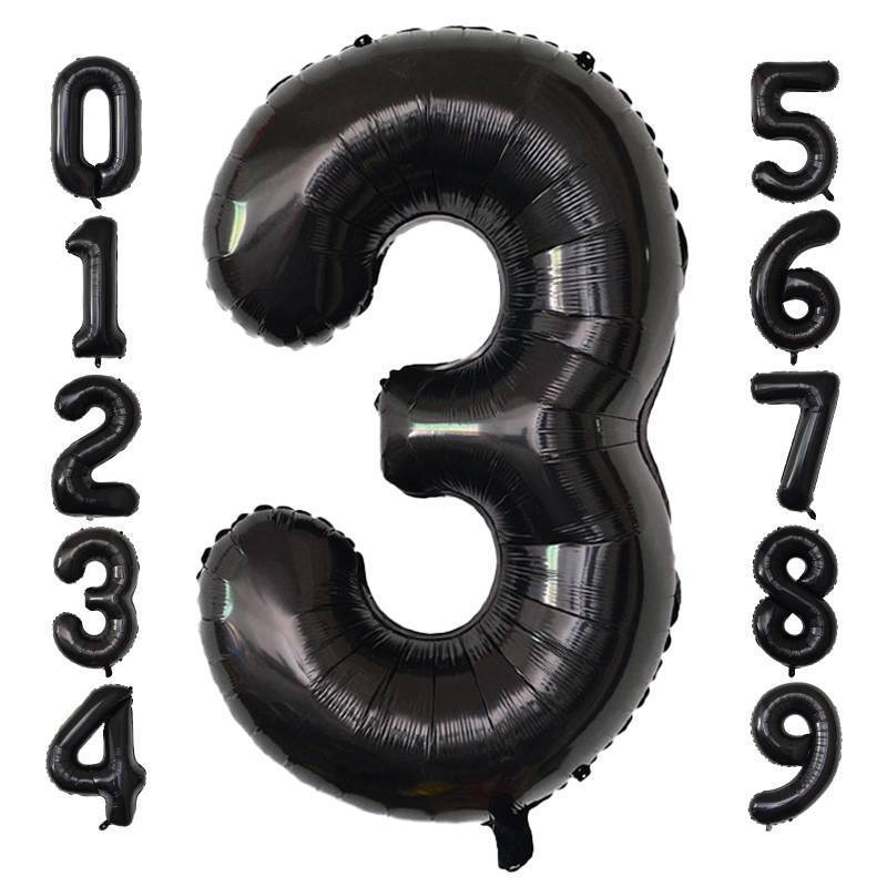 lot 61921 image: 40 Inch Giant Black Number Balloons, Helium Mylar Foil Number Balloons for Birthday, Number 3 Balloon for Party Celebration Decorations Graduations Anniversary Baby Shower Photo Shoot - Retail $4