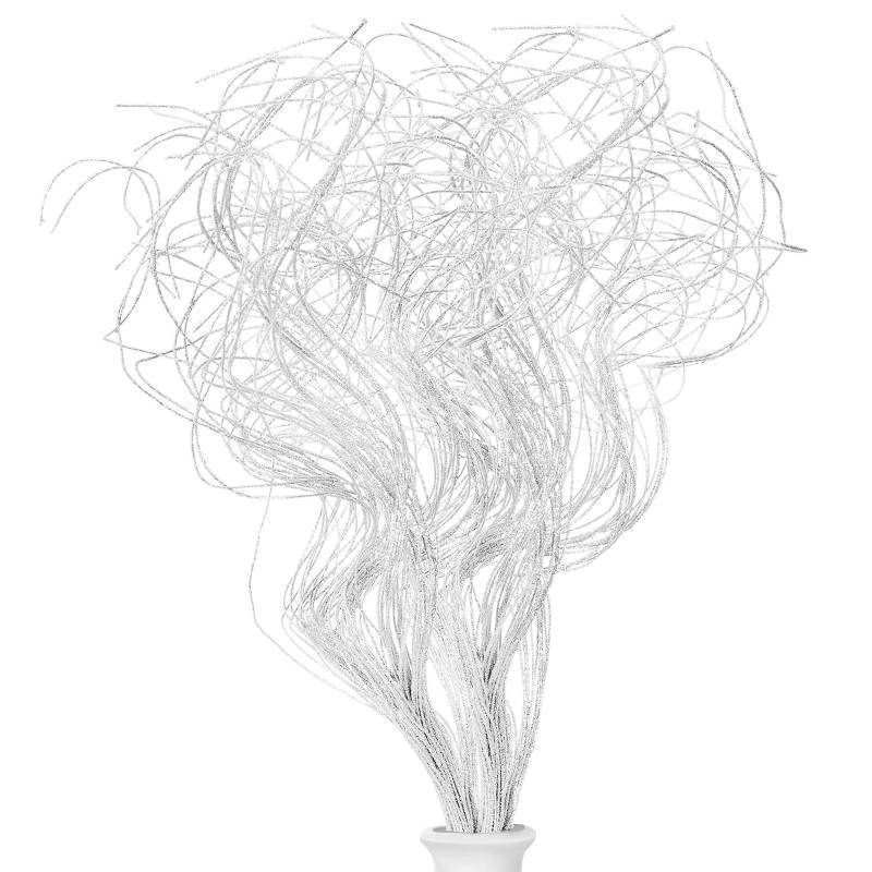 lot 61957 image: Glitter Curly Ting Ting Branches Christmas Branches Vase Filler Artificial Curly Twigs for Christmas Tree Garland Wreath Decoration, Craft Vases Home Garden Decoration (White, 36 Pieces) - Retail $16
