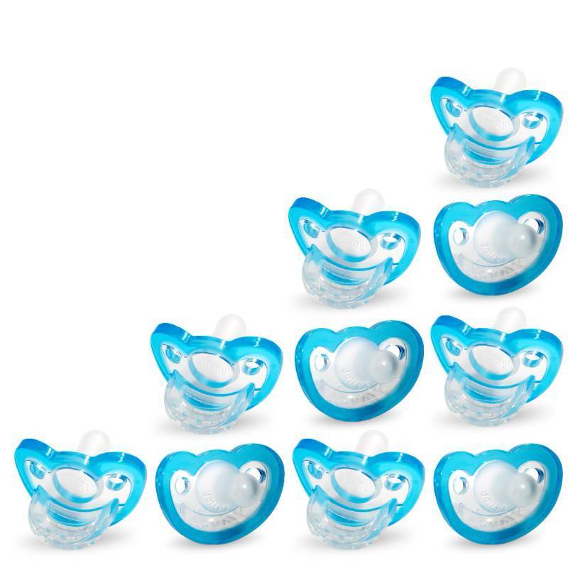 lot 61999 image: Pacifier for Babies 3 Months and Up, USA Made, Natural Shaped Orthodontic Binky, Lovingly Shared in NICUs & Hospitals Worldwide, Medical-Grade 100% BPA-Free - 4 Pack - Blue - Retail $10