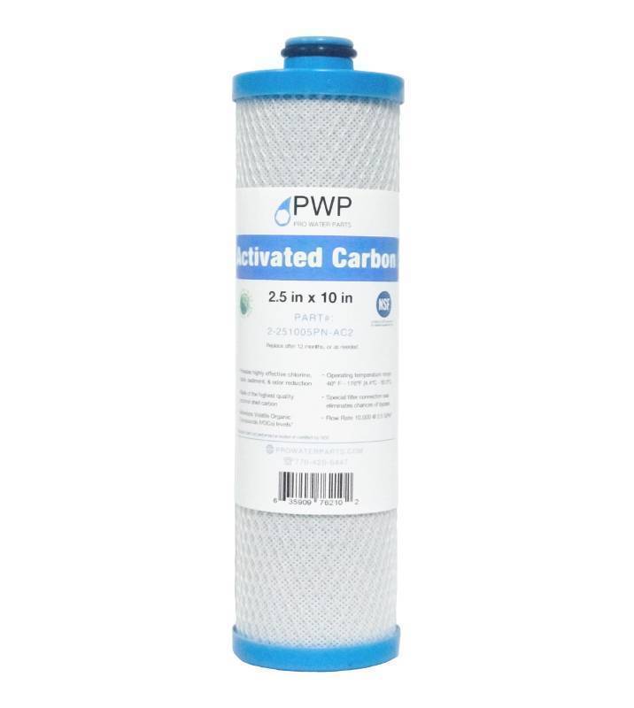 lot 14843 image: RV Water Filter Activated Carbon Block Push-Nipple Cartridge OEM 2.5 x 10 for RCSFR1 Housing Replaces KW1 and FRE-10-BN - Retail $16