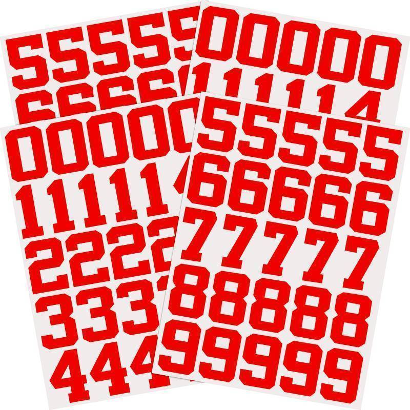 lot 24608 image: 102 Pcs Sports Helmet Numbers Sticker 1.25 Inch Vinyl Helmet Numbers Decals Self Adhesive Hockey Stickers for Baseball, Hockey, Football, Lacrosse, Batting(Red) - Retail $8