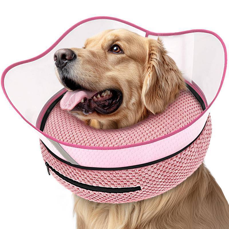 lot 24901 image: Raised Inflatable Dog Cone Alternative Collars for After Surgery, Dog Donut Collar After Surgery, Soft Pet Cone for Small Medium Large Dogs to Stop Licking - Retail $39