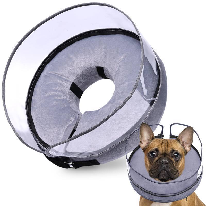 lot 24933 image: BARKLESS Dog Cone, Inflatable Dog Cone After Surgery for Small Medium Breeds, Soft Surgery Collar with Enhanced Anti-Licking Guard Shield for Pets, Patented Protective Donut Collar - Retail $24