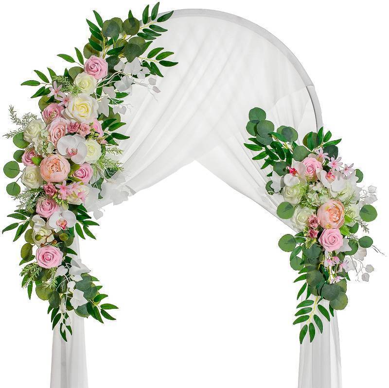 lot 25084 image: Wedding Arch Flowers, Artificial Flowers for Decoration, Large Flower Swag for Boho Styles Wedding Ceremony Floral Decor - Retail $70