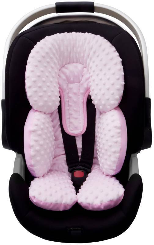 lot 72105 image: Pro Goleem Infant Car Seat Head Neck Body Support, Ultra-Soft Minky and Microfiber Newborn Car Seat Insert, Perfect for Car Seat, Stroller, 2-in-1 Reversible, Girls, Pink - Retail $20