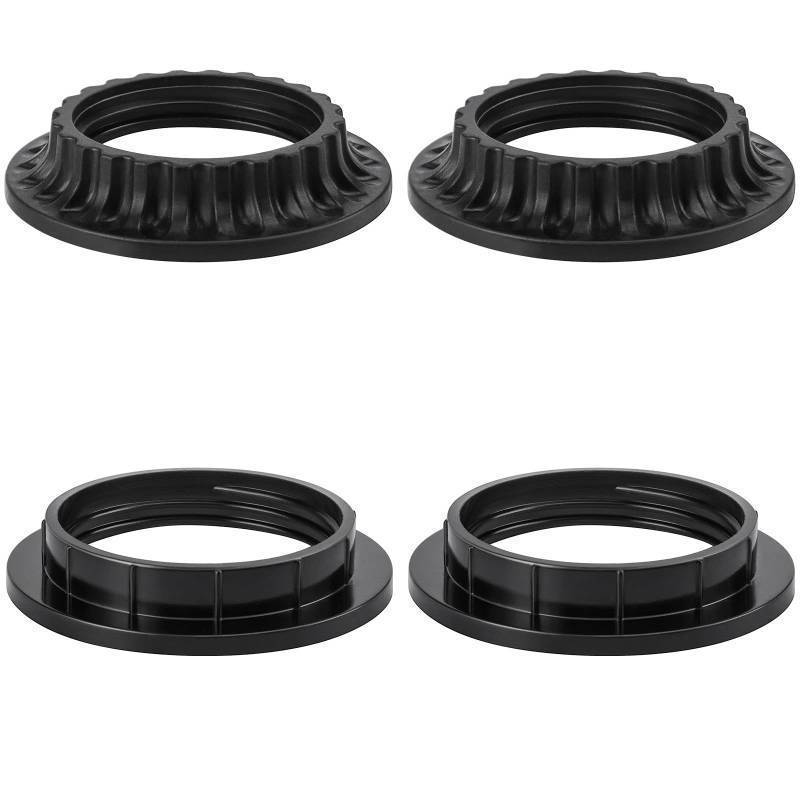 lot 72170 image: Lamp Shade Rings, E26 Light Socket Collar Ring, Black Threaded Reducer 1-38 Inches (34mm) and 1-12 Inch (39mm), Hanging Lamp Holder Parts, (34mm  2pcs 39mm  2pcs) - Retail $7