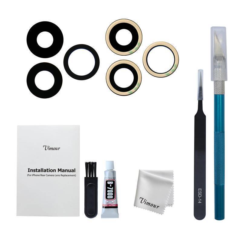 lot 72174 image: Rear Camera Lens Glass Replacement for iPhone 14 Pro & 14 Pro Max Pre-Installed Adhesive with Installation Manual and Repair Tool Kits - Retail $9