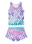 Girls Bathing Suits Two Piece Vest Style Swimsuit with Boyshort Tankini Swimwear 5XL - Retail: $25