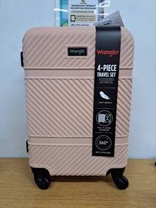 lot 4763 image: 3 Pc Hardside Spinner Luggage Set with 20in Suitcase and Packing Cubes  Pearl Blush - Retail $92
