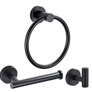 lot 4771 image: 3 Pieces Bathroom Kit Accessories Set, Stainless Steel Bathroom Hardware Set (Matte Black)