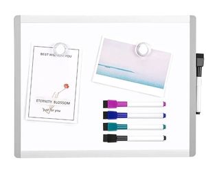 lot 4782 image: Vusign 4 Pack Dry Erase Board, 11 x 14 Magnetic Small Whiteboard, 2 Magnets and 4 Markers