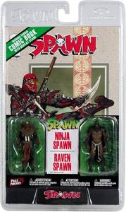 lot 4799 image: McFarlane Toys 2 Pack Spawn, Ninja Spawn and Raven Spawn, Includes Comic Book with Display Stand