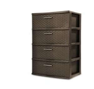 lot 6087 image: Sterilite 4 Drawer Wide Weave Tower Espresso