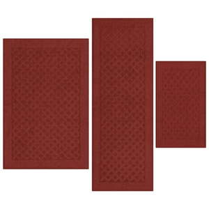 lot 6094 image: Mainstays Dylan Solid Diamond Olefin Red Indoor Rug Set  3-Piece Accent Rug Set - Retail $88