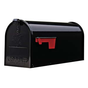 lot 6101 image: Architectural Mailboxes Elite Galvanized Steel  Medium  Post-Mount Mailbox in Black