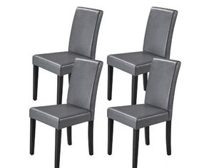 lot 6106 image: Dining Chairs with Solid Wood Legs, Set of 4, Gray - Retail $125