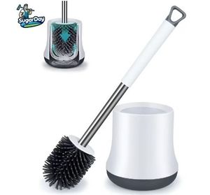 lot 6120 image: Toilet Bowl Brush Cleaner and Caddy Holder Set Toilet Scrubber for Bathroom 1 Pack