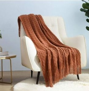 lot 6121 image: CREVENT Home Farmhouse Decor Rustic Couch Sofa Chair Bed Throw Blanket, Soft Warm Light Weight (50X 60) Caramel