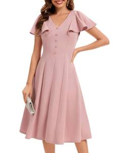 lot 7236 image: Vintage Women Cocktail Dress - Dusty Rose Size L
