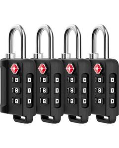 lot 10031 image: LUGGEX Luggage Locks TSA Approved, Cut Resistant Combination Lock for Suitcases, Gym, Lockers, Backpacks  Ultra-Light ABS Lock Set with Gift Box Black, 4 Pack