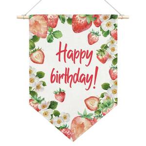lot 10036 image: Happy Birthday Strawberry Canvas Banner