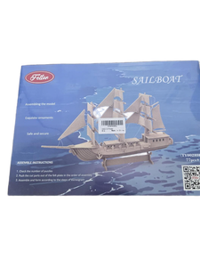 lot 10063 image: Felton 3D Wooden Sailboat Model Kit - 77 Pieces