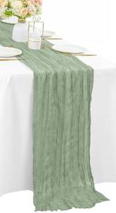 lot 10353 image: 12 Pack Sage Green Cheesecloth Table Runner