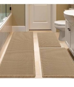 lot 15362 image: Natural Woven Cotton Bath Mats 3 Set