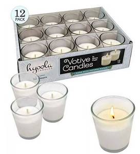 lot 15374 image: Hyoola Unscented White Votive Candles - 12 Pack