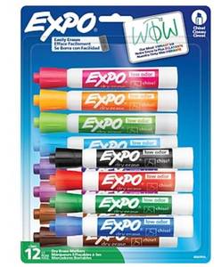 lot 15378 image: Expo Tank Dry Erase Markers 12-Pack Chisel Tip