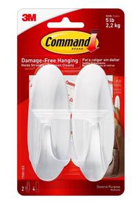 lot 15379 image: Command Large Designer Hooks White 2-Pack