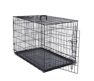 lot 16815 image: Max & Marlow Single-Door Dog Crate, Foldable Metal Wire Kennel, Portable, Tray and Divider Included, 36 x 22 x 24.5 - Retail $50