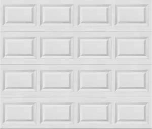 lot 6132 image: Classic Steel Short Panel 9 ft x 7 ft Non-Insulated White Garage Door without Windows Hurricane Rated W4 - Retail $488