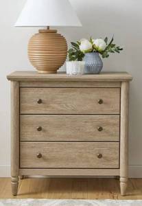 lot 4841 image: My Texas House Monroe 3 Drawer Nightstand with USB, Brushed Oak Finish
