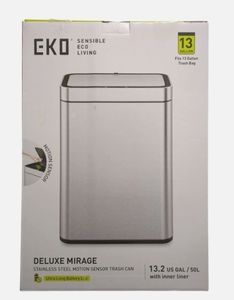 lot 6144 image: EKO 13.2G50L Deluxe Mirage Stainless Steel Matte Finish Sensor Trash Can - Retail $129